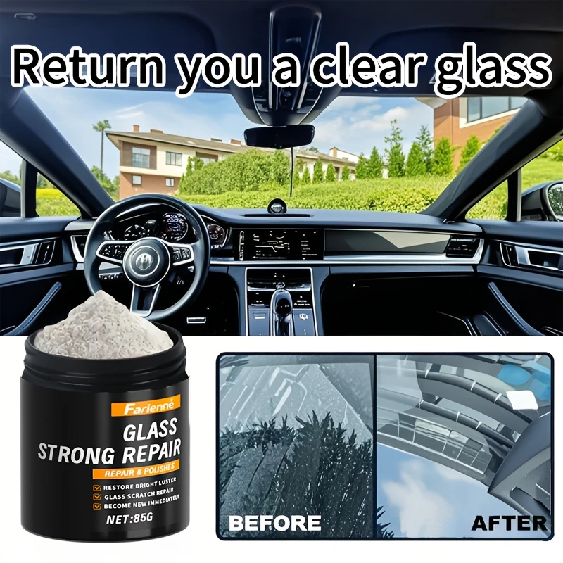 CrystalClear Glass Scratch Remover Powder for Windshield and Mirror Repair