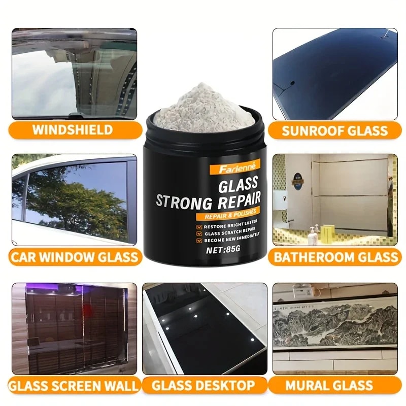 CrystalClear Glass Scratch Remover Powder for Windshield and Mirror Repair