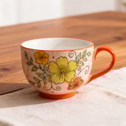 hand painted floral ceramic mug large breakfast cup for tea coffee and oatmeal