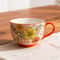 Hand Painted Floral Ceramic Mug Large Breakfast Cup For Tea Coffee And Oatmeal 0