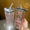 Cute Bow Tumbler Cup With Straw Lid Clear Iced Coffee Water Bottle 3