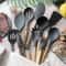 Multicolor Silicone Cooking Utensils Set with Wooden Handles for Nonstick Cookware