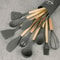 Multicolor Silicone Cooking Utensils Set with Wooden Handles for Nonstick Cookware