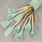 Multicolor Silicone Cooking Utensils Set with Wooden Handles for Nonstick Cookware