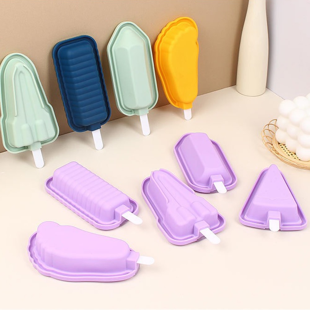 Silicone Popsicle Mold Set Multi-Shape Ice Cream Maker for Homemade Frozen Treats