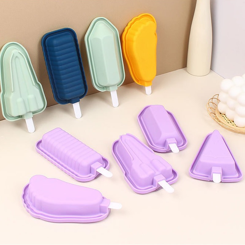 Silicone Popsicle Mold Set Multi-Shape Ice Cream Maker for Homemade Frozen Treats