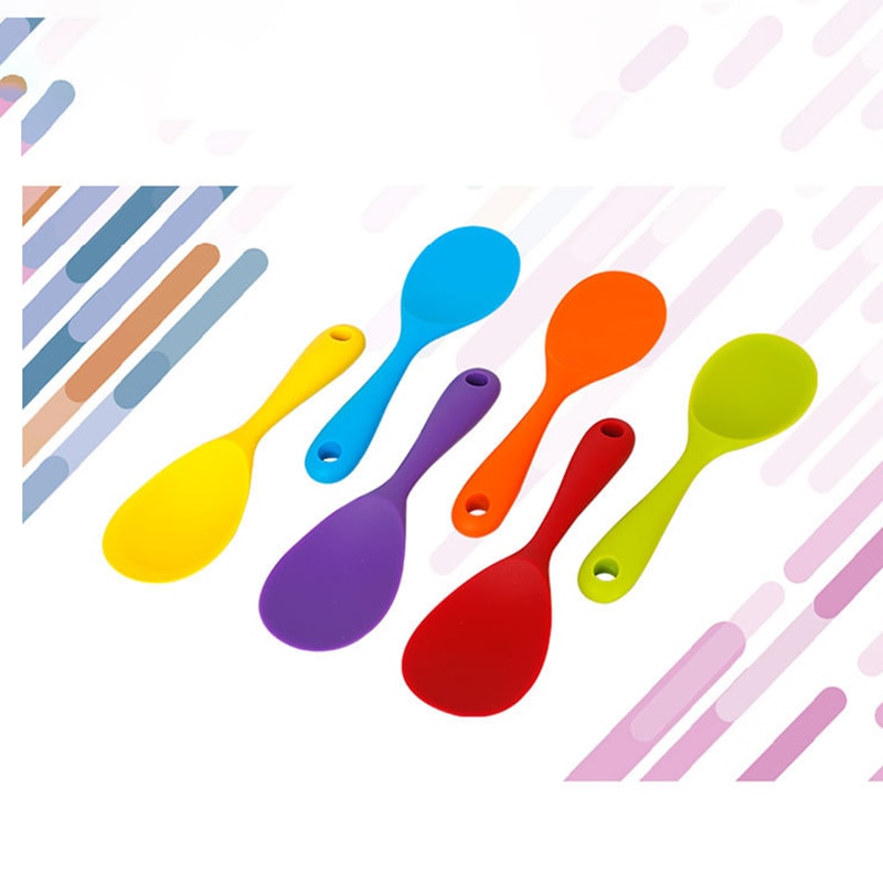 Heat Resistant Silicone Cooking Spoon For Nonstick Cookware And Rice Serving 4