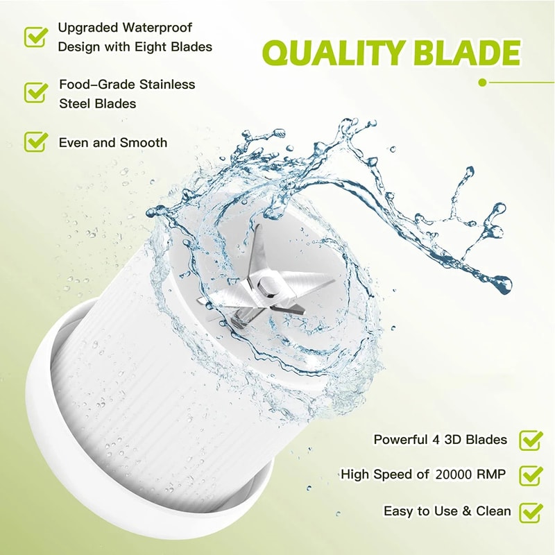 FreshBlend Portable Blender Bottle USB Rechargeable Personal Smoothie Blender