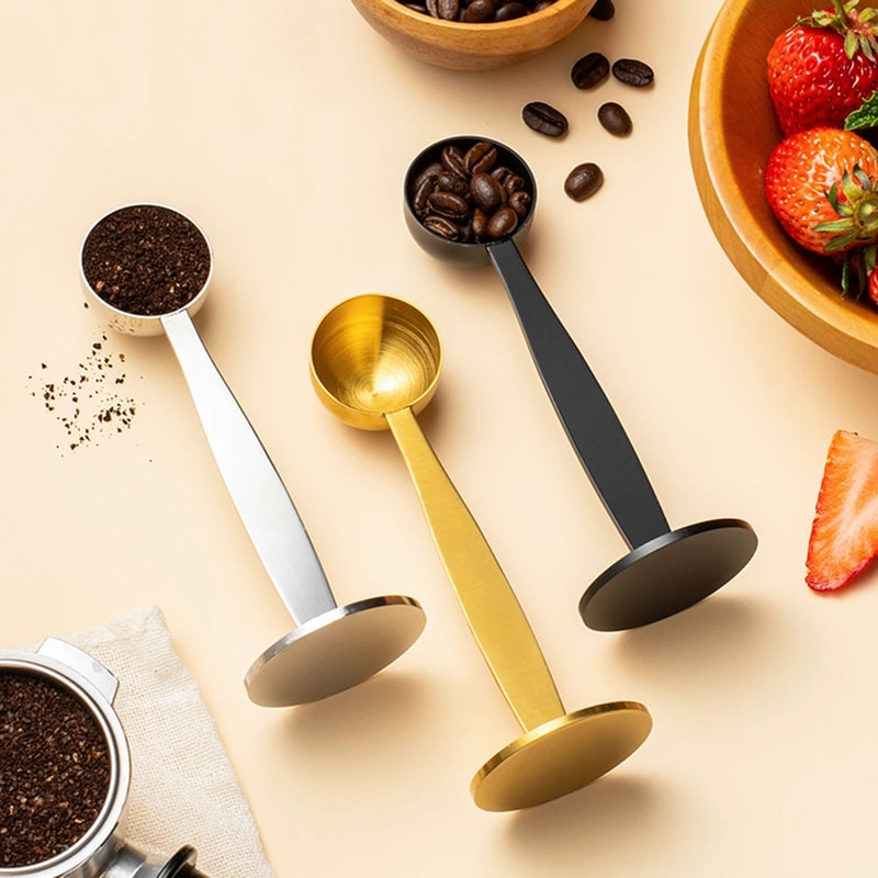 Coffee Scoop Stainless Steel Measuring Spoon with Pressed Bottom for Coffee Grinding & Pressing