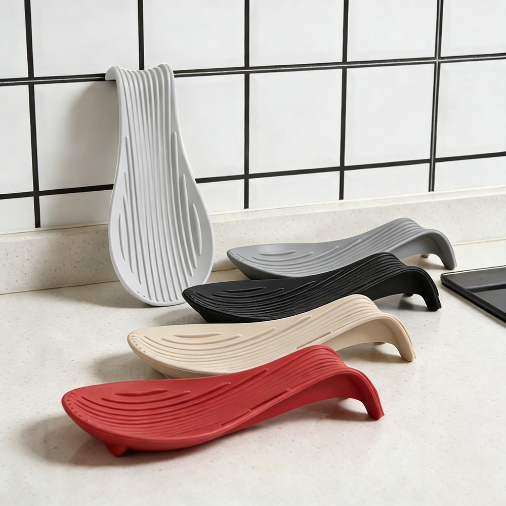 Silicone Heat Resistant Spoon Holder Placemat Non Slip Insulated Cutlery Rest For Kitchen 0