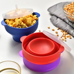 microwave popcorn bowl silicone diy popcorn maker with lid, fruit dish chips bucket high quality kitchen tool