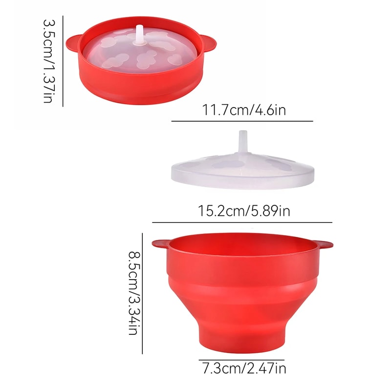 Microwave Popcorn Bowl Silicone DIY Popcorn Maker With Lid Fruit Dish Chips Bucket High Quality Kit 2