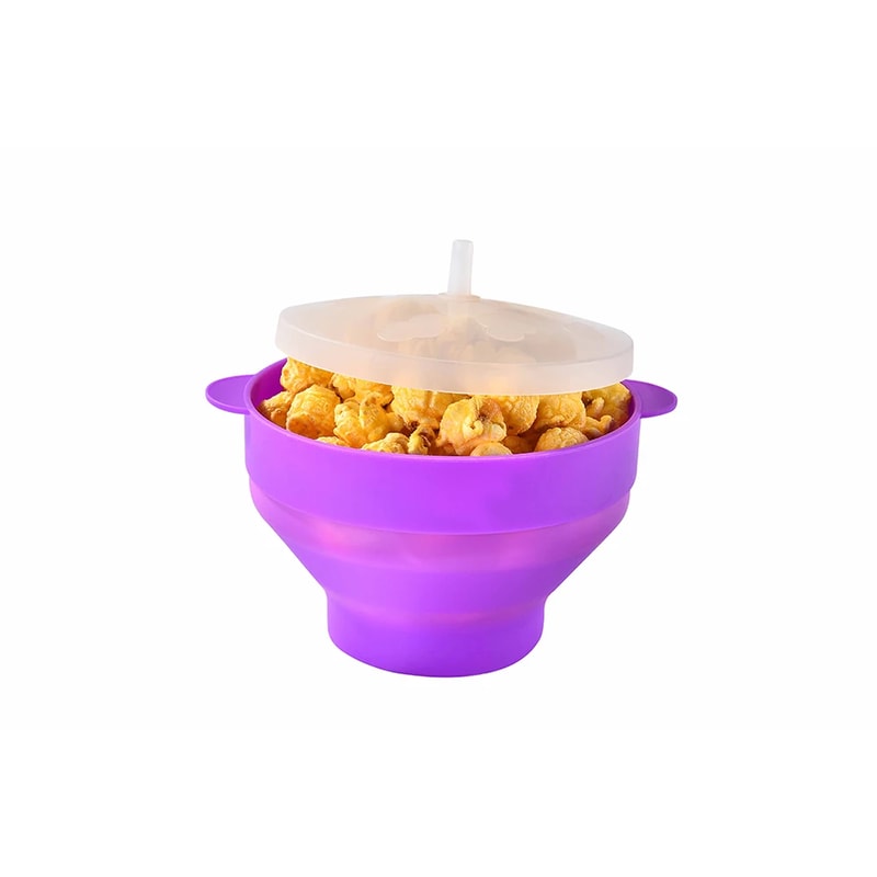 Microwave Popcorn Bowl Silicone DIY Popcorn Maker With Lid Fruit Dish Chips Bucket High Quality Kit 5