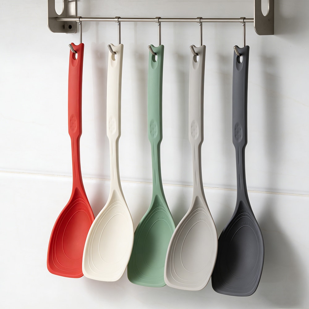 Silicone Mixing Spoon with Non Slip Round Handle Versatile Cooking Utensil for Stirring & Scooping