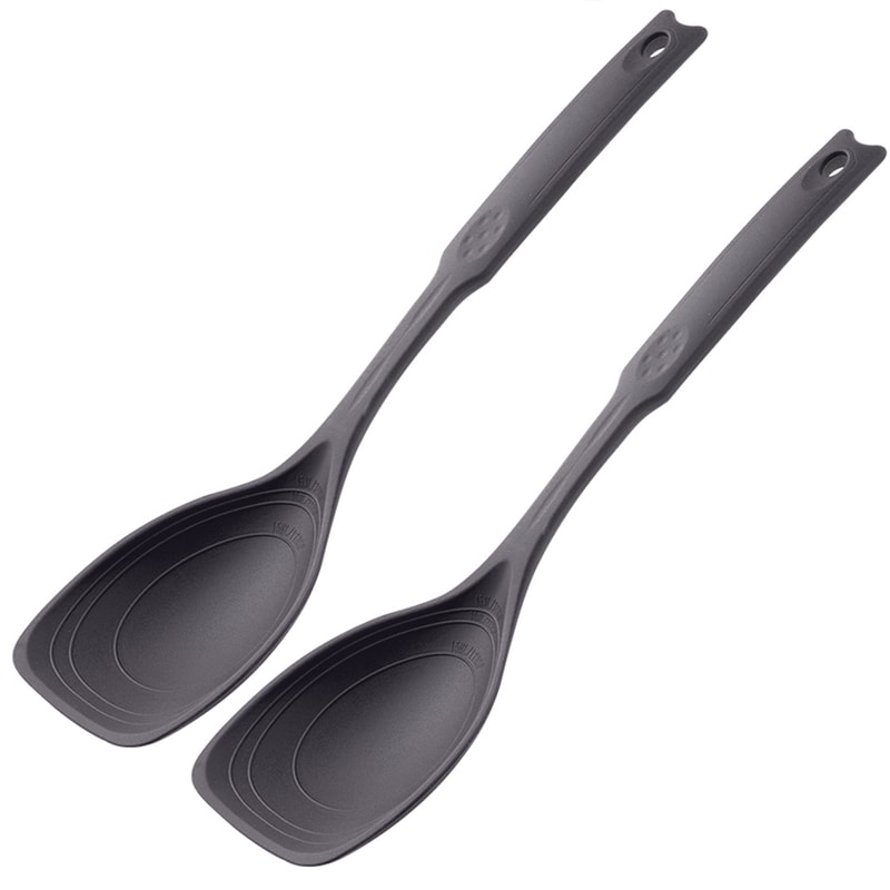 Silicone Mixing Spoon with Non Slip Round Handle Versatile Cooking Utensil for Stirring & Scooping