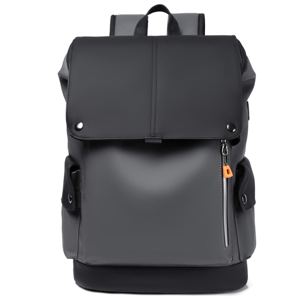 Waterproof PU Leather Mens Laptop Backpack With USB Charging 5