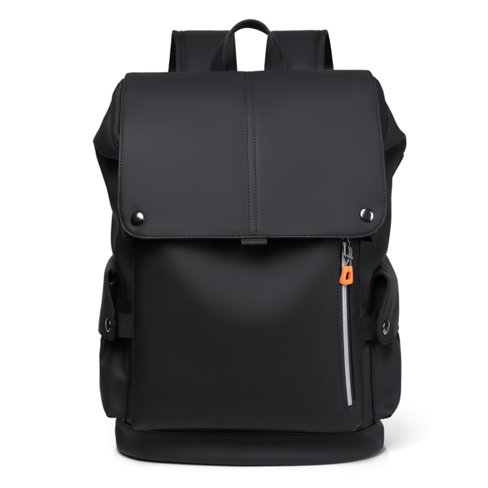 Waterproof PU Leather Mens Laptop Backpack With USB Charging 6