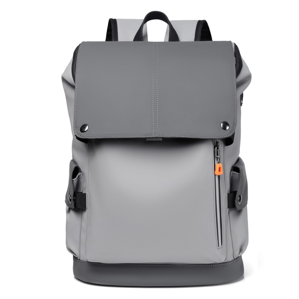 Waterproof PU Leather Mens Laptop Backpack With USB Charging 7