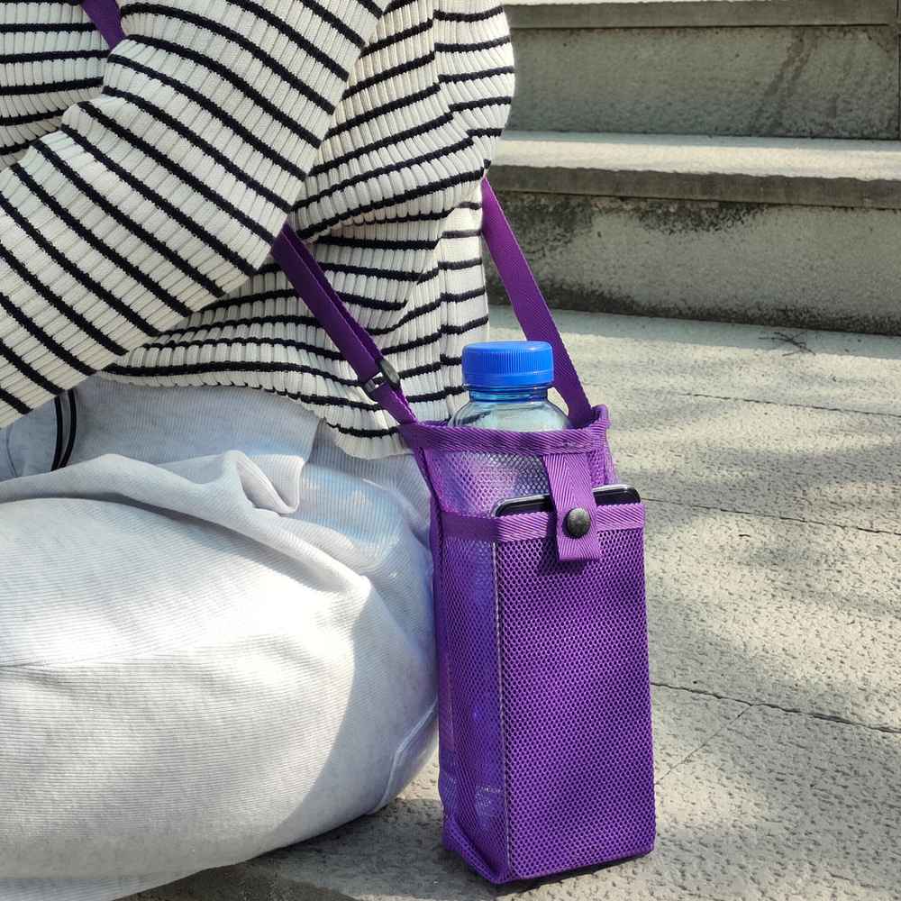 Adjustable Water Bottle Carrier Bag With Strap And Mesh Bottle Holder 2
