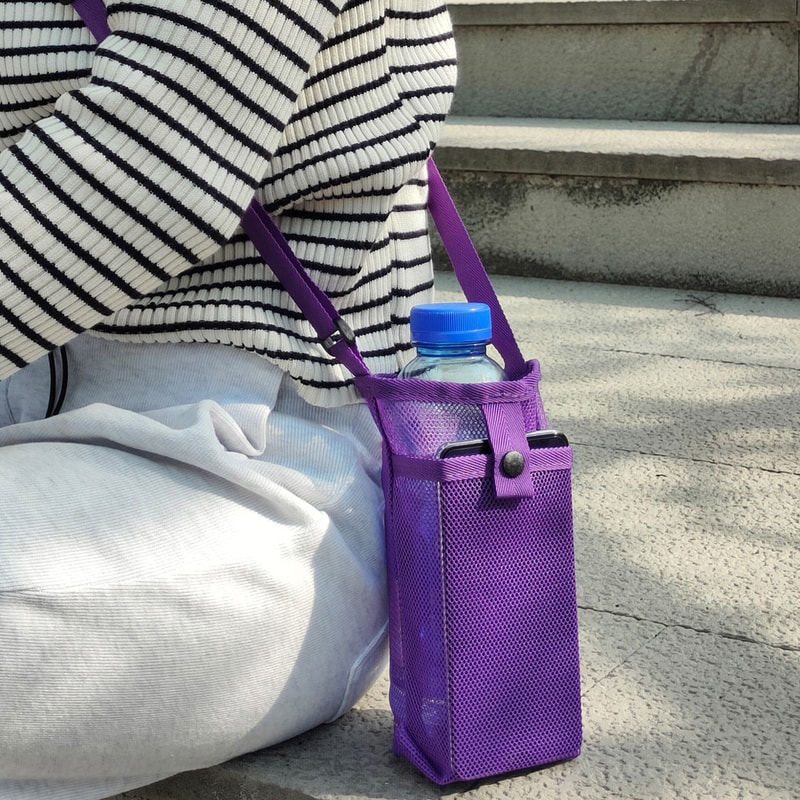 Adjustable Water Bottle Carrier Bag With Strap And Mesh Bottle Holder 2