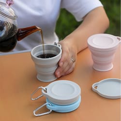 collapsible travel cup with lid portable silicone folding cup for camping coffee and daily travel