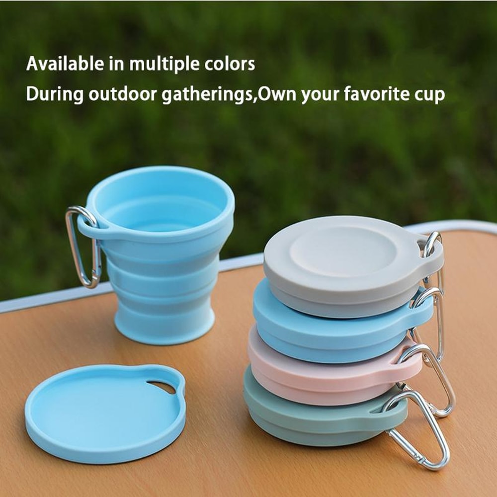 Collapsible Travel Cup With Lid Portable Silicone Folding Cup For Camping Coffee And Daily Travel 2
