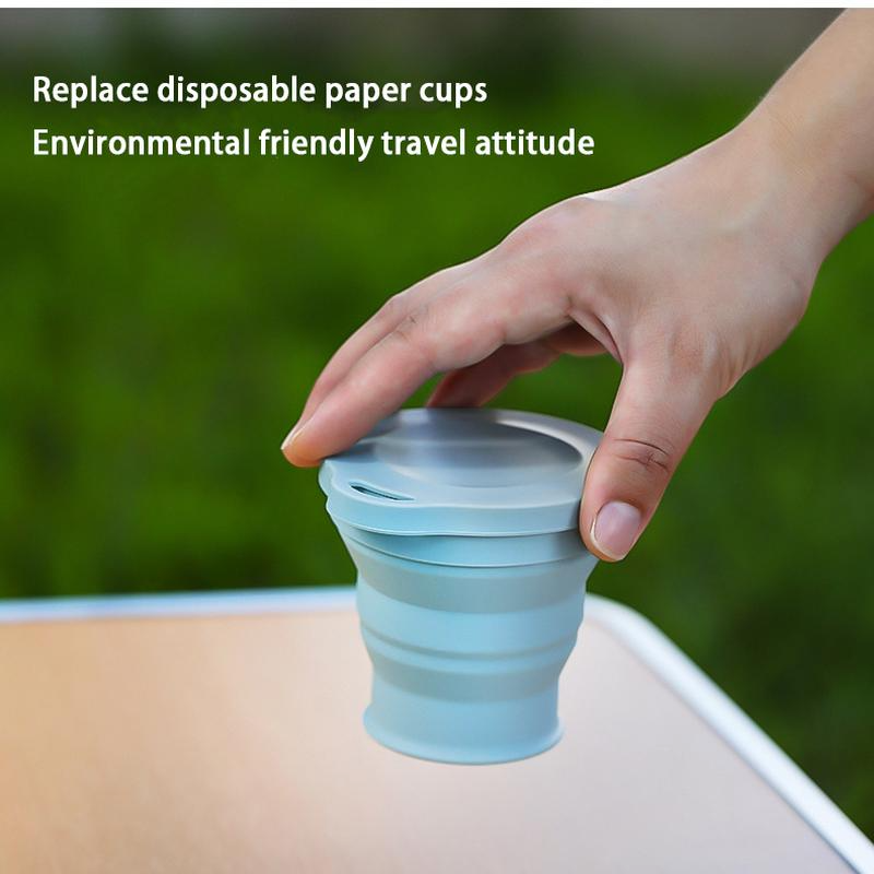 Collapsible Travel Cup With Lid Portable Silicone Folding Cup For Camping Coffee And Daily Travel 4
