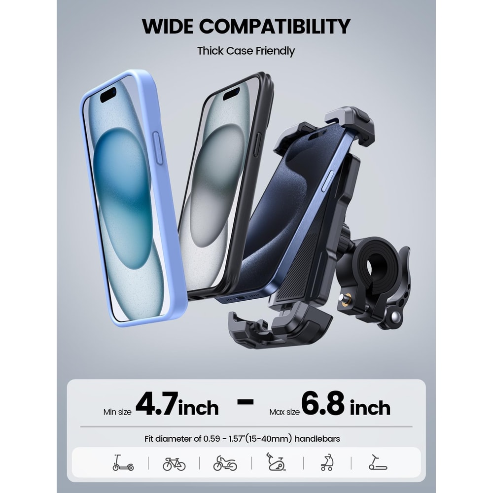 Universal Bike Phone Mount for Motorcycles Rotating Handlebar Phone Holder
