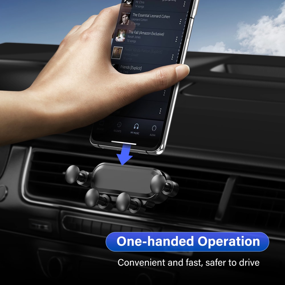 Gravity Car Phone Holder Air Vent Mount with Auto Clamp and Rotation