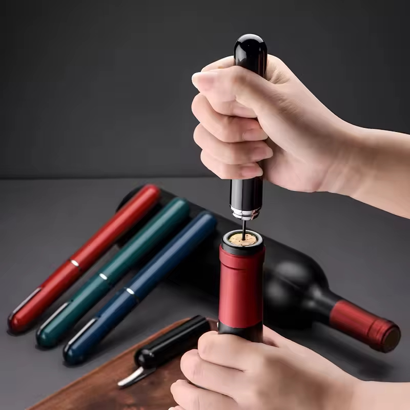 Portable Air Pressure Wine Opener With Foil Cutter Easy Cork Remover 0