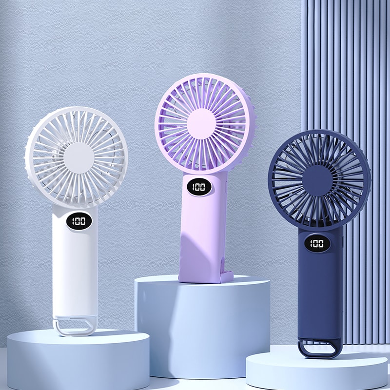Portable Handheld Fan with LED Display Rechargeable Mini Desk Travel Fan