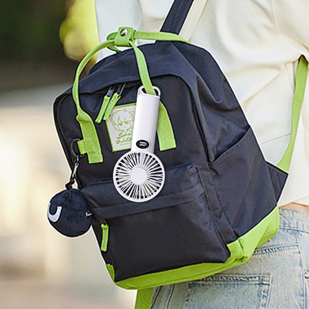 Portable Handheld Fan with LED Display Rechargeable Mini Desk Travel Fan