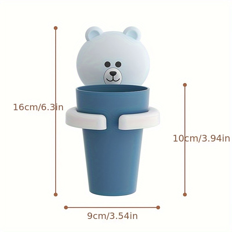 Cute Self Adhesive Toothbrush Holder Wall Mounted Bathroom Organizer Cup 3