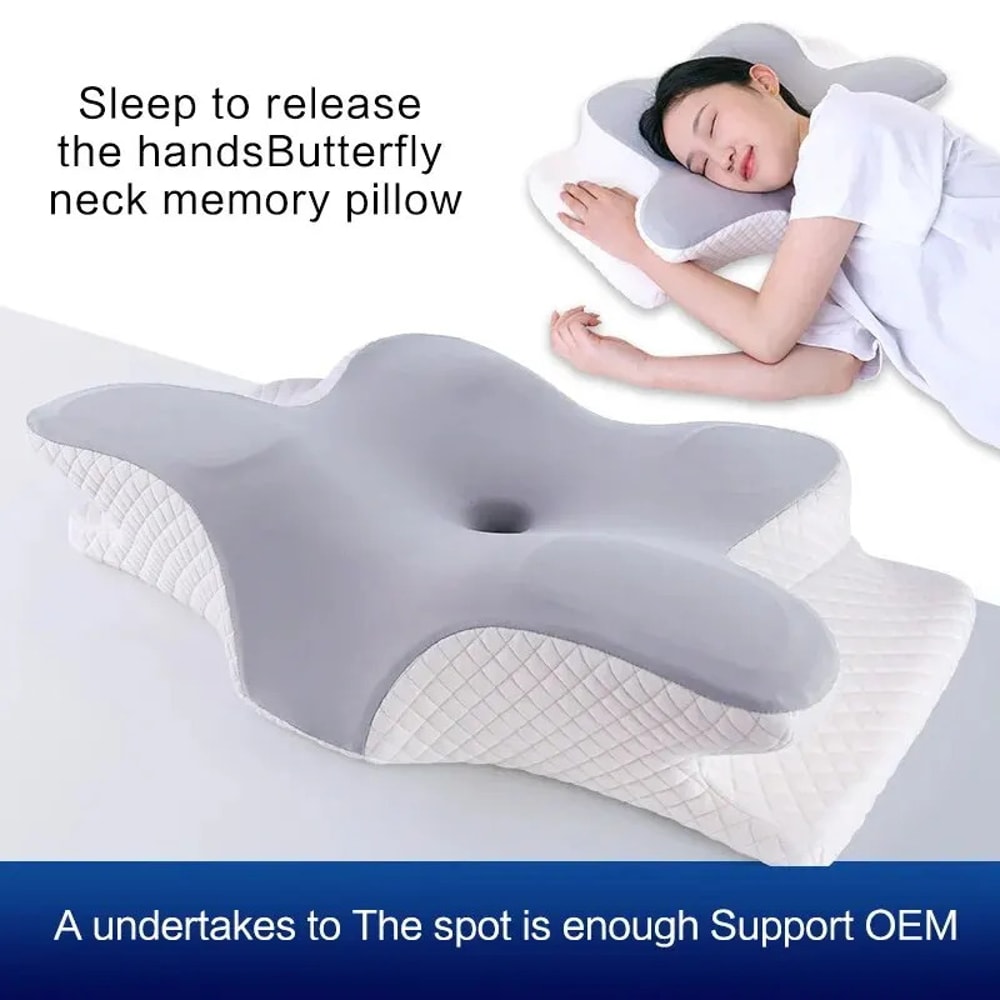 Memory Cotton Butterfly Shaped Cervical Pillow For Neck Support Slow Rebound 2