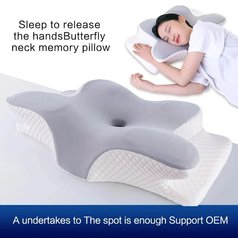 Memory Cotton Butterfly Shaped Cervical Pillow For Neck Support Slow Rebound 2