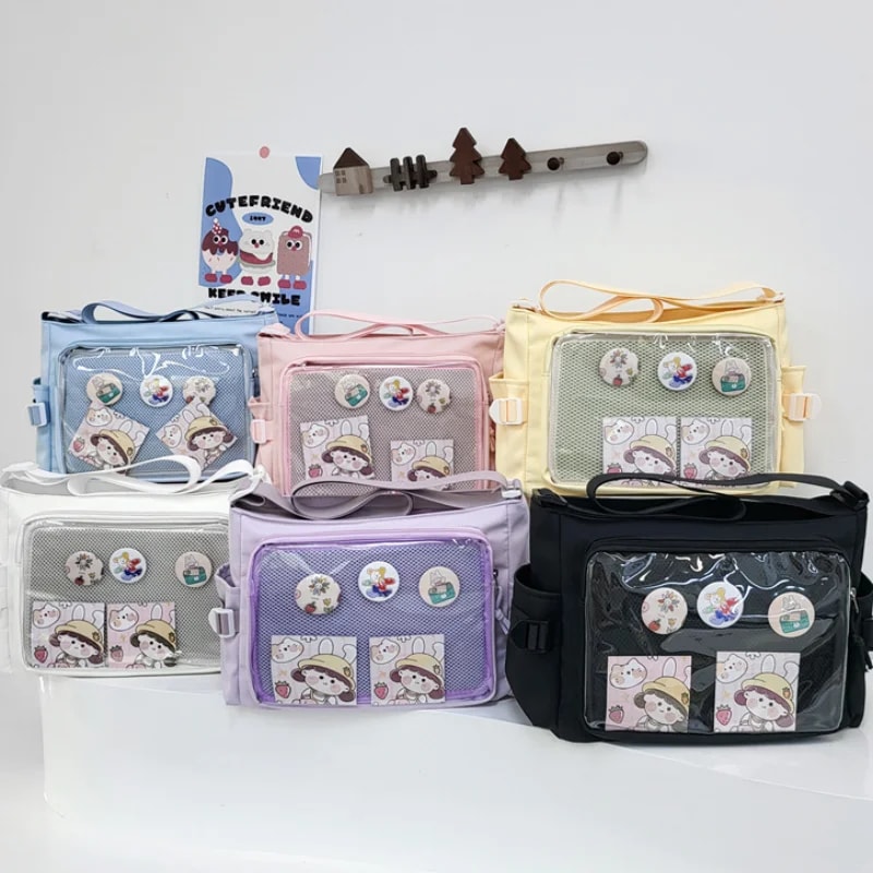 Bag Transparent Pin Display Crossbody Messenger Bag