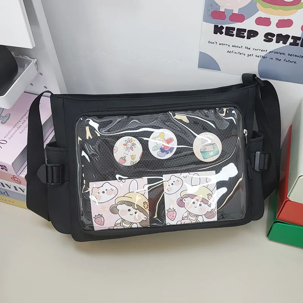 Bag Transparent Pin Display Crossbody Messenger Bag