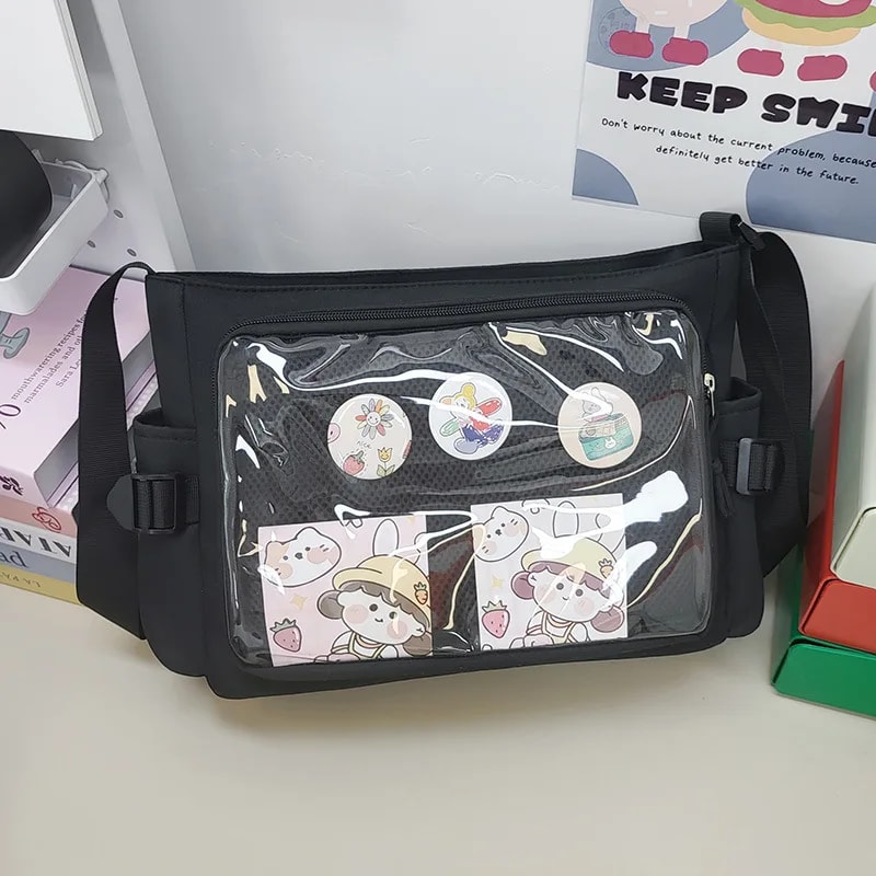 Bag Transparent Pin Display Crossbody Messenger Bag