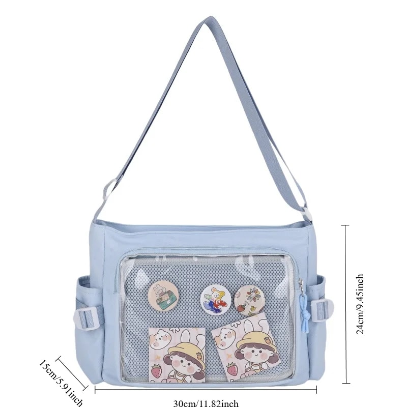 Bag Transparent Pin Display Crossbody Messenger Bag