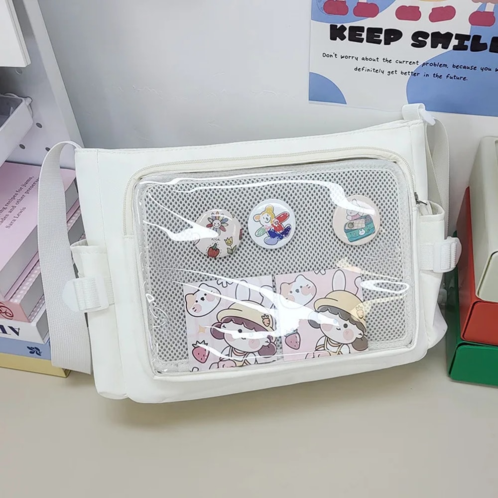 Bag Transparent Pin Display Crossbody Messenger Bag
