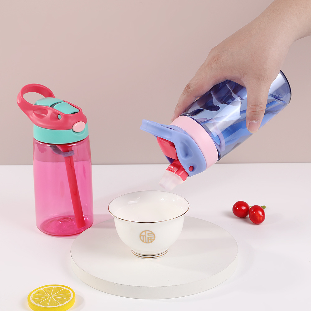 Leakproof Kids Water Bottle With Straw Portable Reusable Plastic Juice Cup For Girls 2