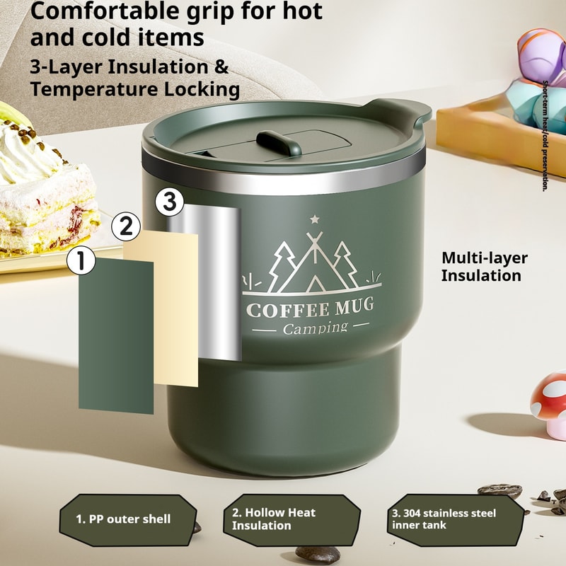 Stainless Steel Thermal Mug Double Layer Insulated Coffee Cup for Hot & Cold Beverages Portable Water Mug