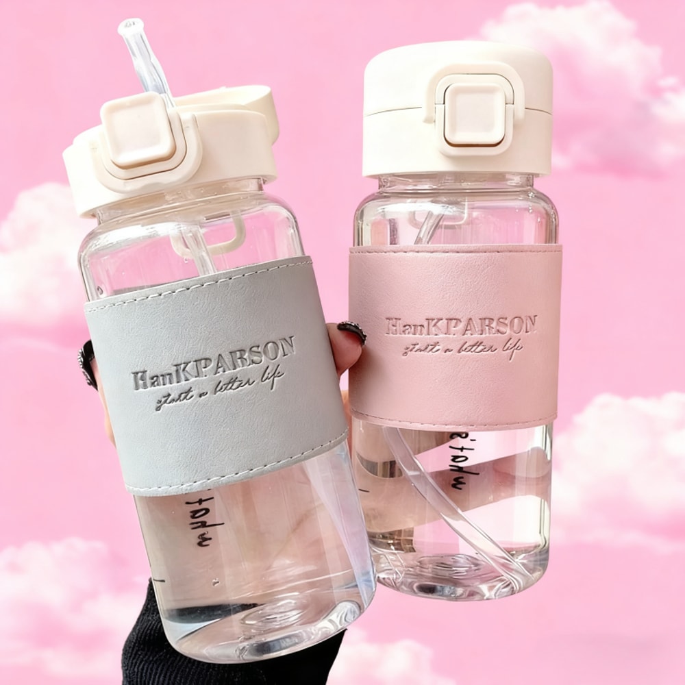 Leak Proof Portable Water Bottle With Straw Ideal For Students And On The Go 0