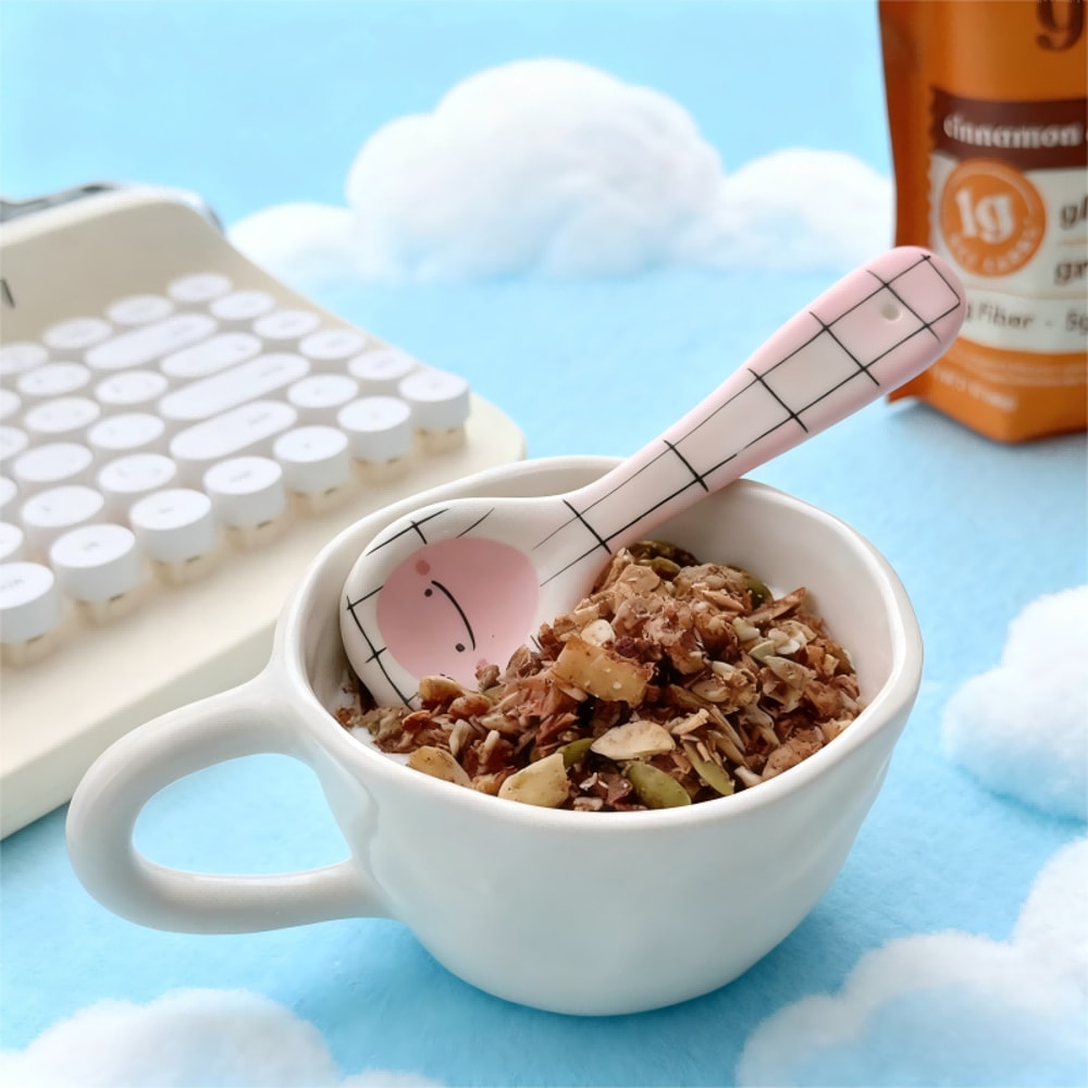 Cute Smiling Ceramic Ice Cream Spoon Hand Painted Irregular Dessert Breakfast Spoon For Kitchen Ta 2