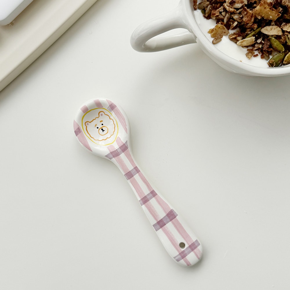 Cute Smiling Ceramic Ice Cream Spoon Hand Painted Irregular Dessert Breakfast Spoon For Kitchen Ta 6