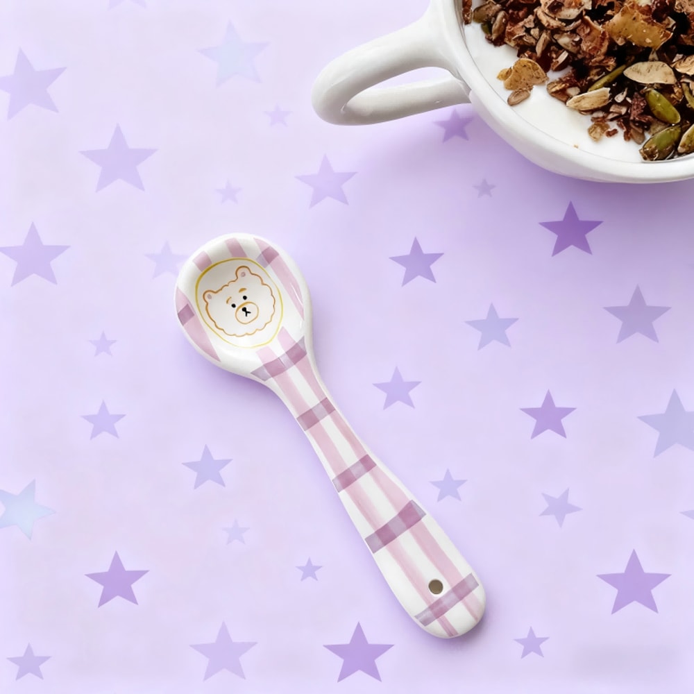 Cute Smiling Ceramic Ice Cream Spoon Hand Painted Irregular Dessert Breakfast Spoon For Kitchen Ta 4