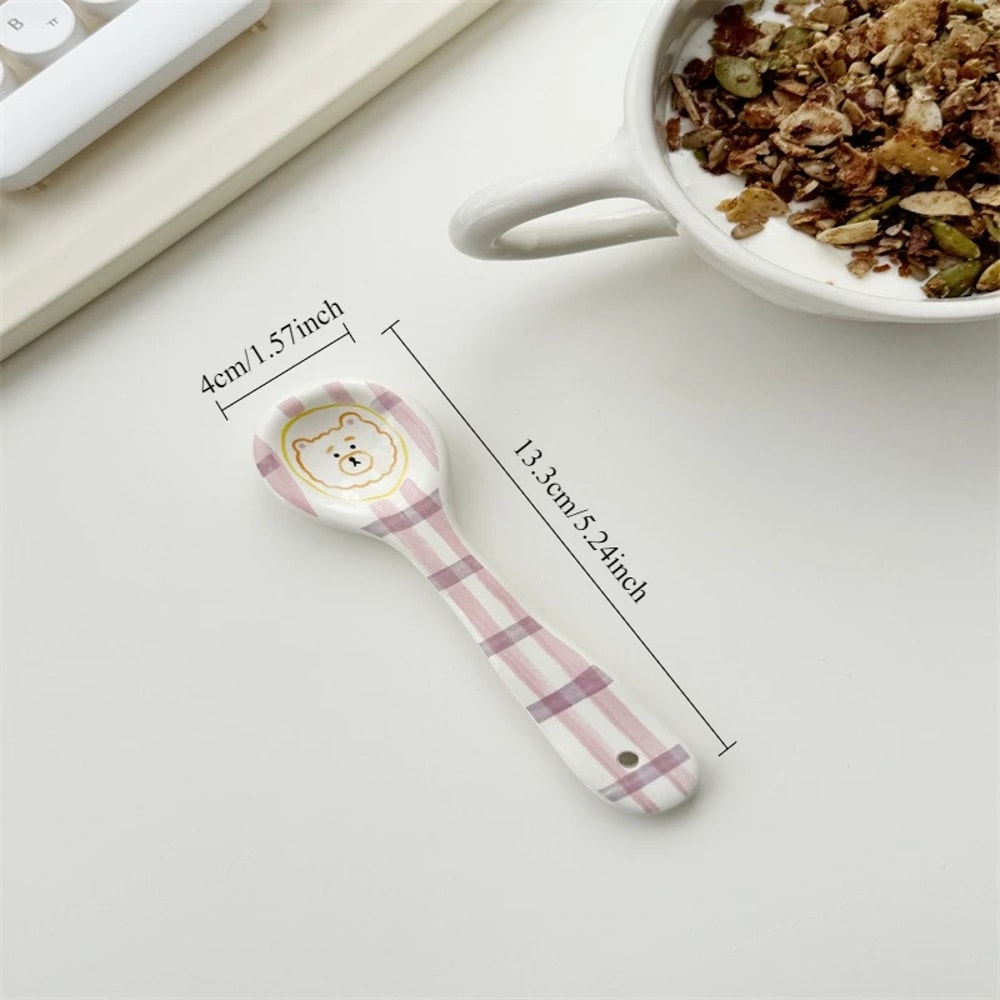 Cute Smiling Ceramic Ice Cream Spoon Hand Painted Irregular Dessert Breakfast Spoon For Kitchen Ta 5