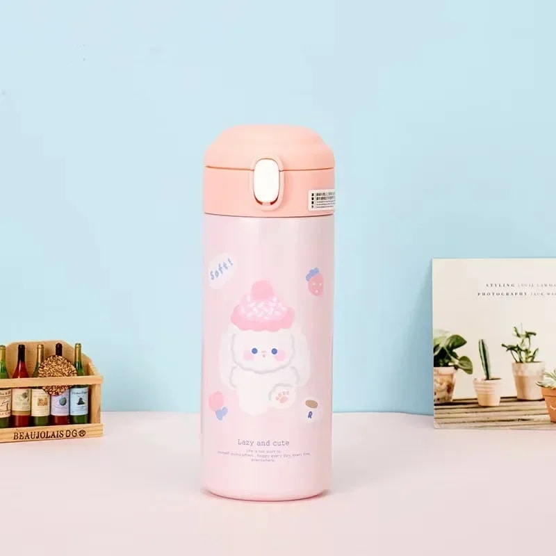 Cute Stainless Steel Thermos Insulated Straw Water Bottle 7