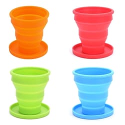 collapsible travel cup silicone foldable cup with cover for camping and outdoor use