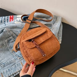 corduroy crossbody bag small unisex shoulder bag for daily commute